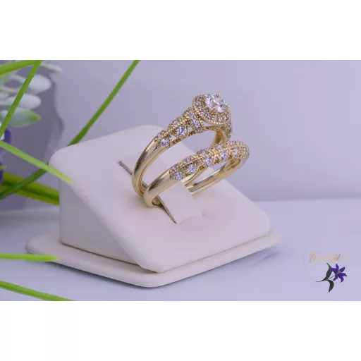 Benita goldfilled duó gyűrű gazdagon díszített cirkon kövekkel-14K