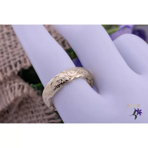 Gemma goldfilled metszett indamintás karikagyűrű-14K 