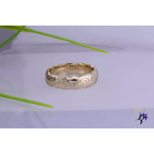 Gemma goldfilled metszett indamintás karikagyűrű-14K 