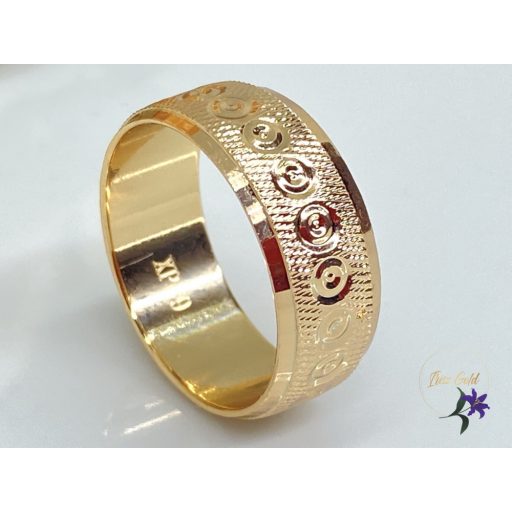 Katerini gold antiallergén metszett széles karikagyűrű különleges peremmel 18K