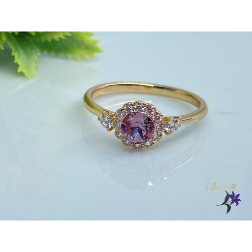 Gingi Swarovski köves antiallergén vékony, elegáns gyűrű 18K - rózsaszín