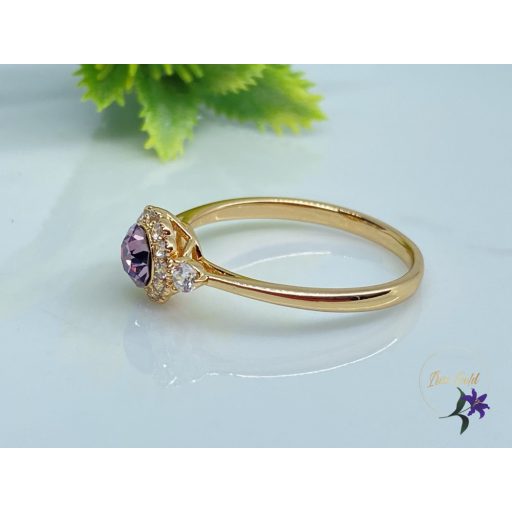 Gingi Swarovski köves antiallergén vékony, elegáns gyűrű 18K - rózsaszín