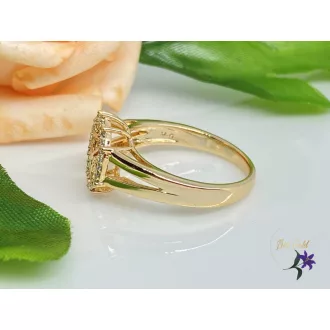  Életfa gold antiallergén pecsétgyűrű életfa mintázattal, apró kövekkel 18K