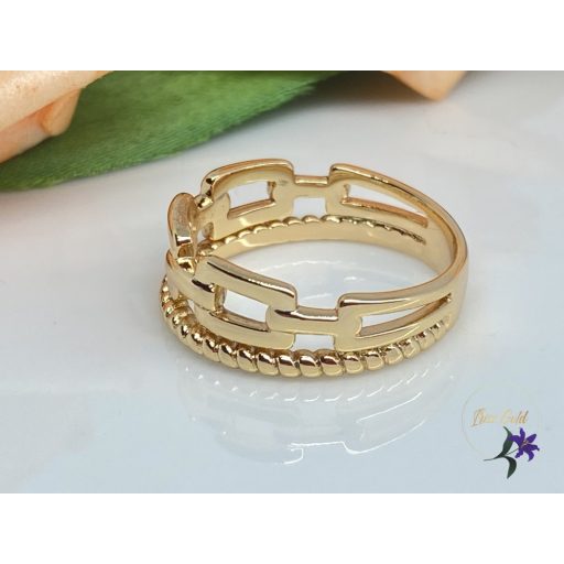 Xuping Blanka gold antiallergén gyűrű dupla lánc mintázattal 18K