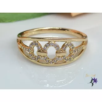   Orsi antiallergén gold filled gyűrű  ovális mintákkal, apró cirkónia kövekkel 18K