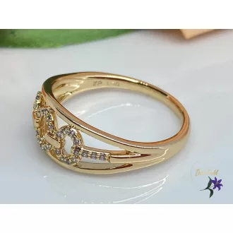   Orsi antiallergén gold filled gyűrű  ovális mintákkal, apró cirkónia kövekkel 18K