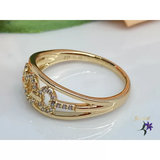 Orsi antiallergén gold filled gyűrű  ovális mintákkal, apró cirkónia kövekkel 18K