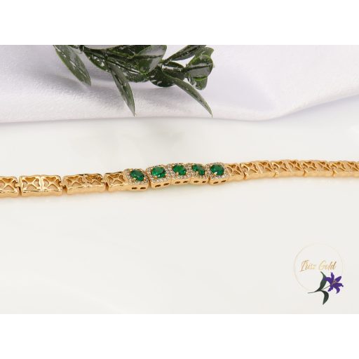 Laura gold filled zöld köves karkötő-18K