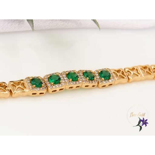 Laura gold filled zöld köves karkötő-18K