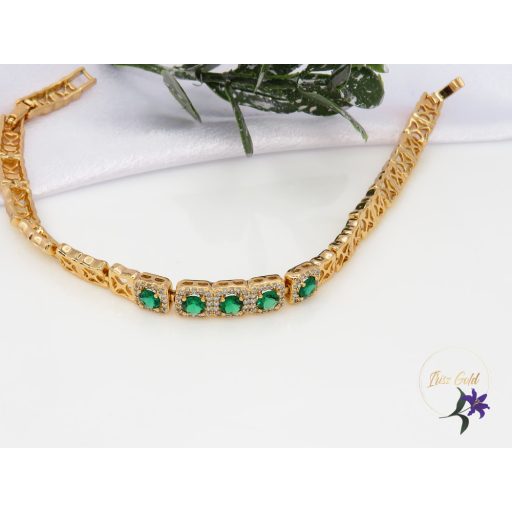 Laura gold filled zöld köves karkötő-18K