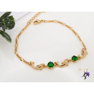 Ingrid gold filled delfines karkötő,zöld-18K