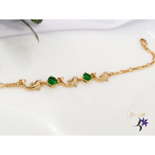 Ingrid gold filled delfines karkötő,zöld-18K