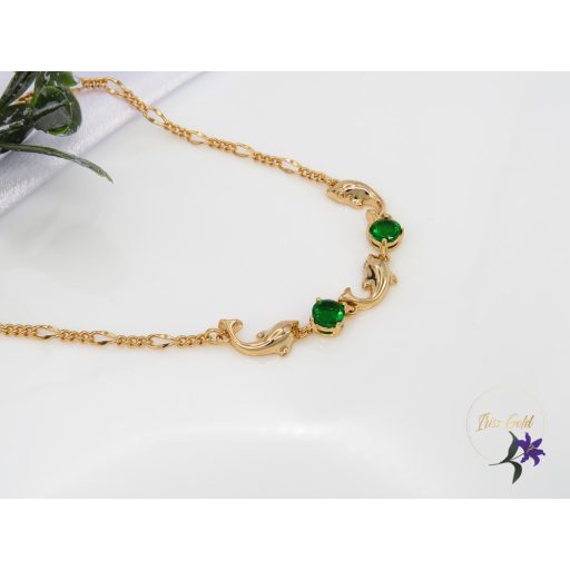 Ingrid gold filled delfines karkötő,zöld-18K