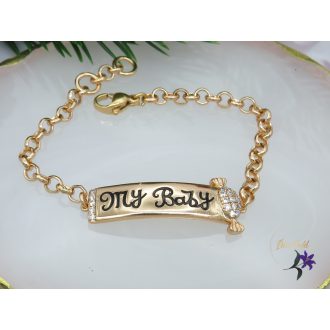   Bogi antiallergén gyermek karkötő " My baby " felirattal -18K