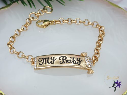 Bogi antiallergén gyermek karkötő " My baby " felirattal -18K