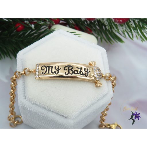 Bogi antiallergén gyermek karkötő " My baby " felirattal -18K