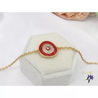Linda antiallergén piros mati karlánc -18K 