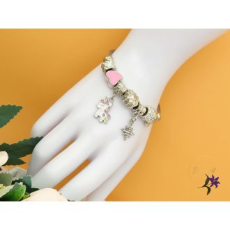   Elvira pandora stilusú karkötő unikornis charm-rozsaszin-rodium 
