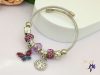 Leona pandora stilusú karkötő pillangó charm-lila-rodium
