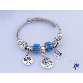   Andrea antiallergén pandora stilusú kék charm karkötő-rodium 