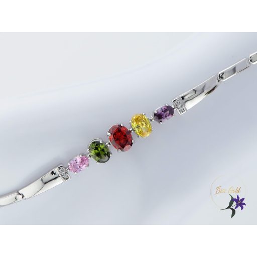 Bojaka antiallergén szinesköves karkötő-rodium 