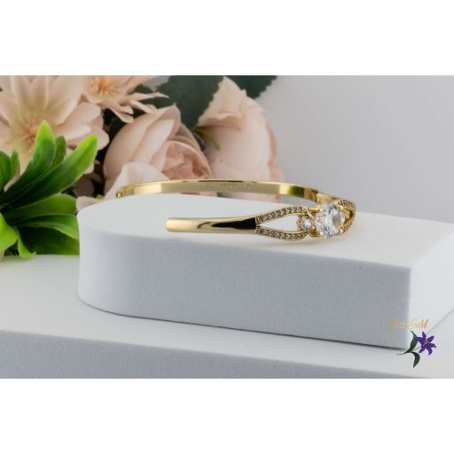 Döniz antiallergén nyitható karperec fehér központo cirkónia kővel-14K 