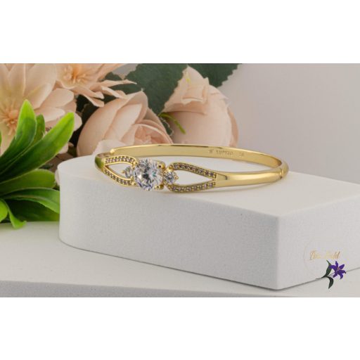 Döniz antiallergén nyitható karperec fehér központo cirkónia kővel-14K 