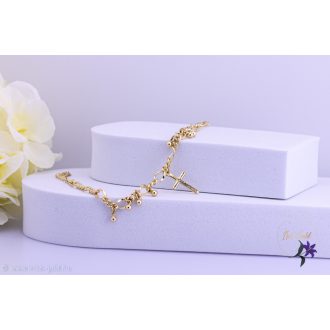   Relli antiallergén kereszt medálos karkötő kis csüngő bogyókkal-14K 