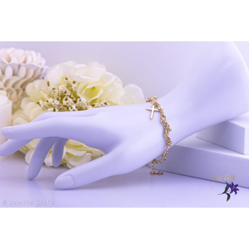 Relli antiallergén kereszt medálos karkötő kis csüngő bogyókkal-14K 