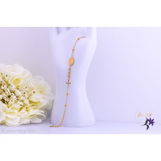   Vendi antiallergén karkötő Mária alakkal kis kereszt és aranybogyós diszitéssel-18K 