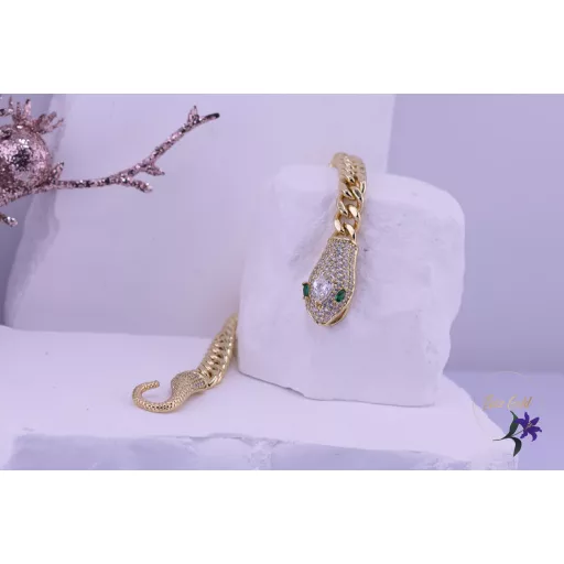 Matty goldfilled kígyófej motívummal diszitett cubai szemes karkötő-14K 