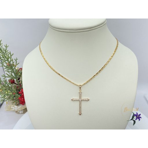Rozalinda antiallergén cirkónia köves kereszt medálos nyaklánc 18K