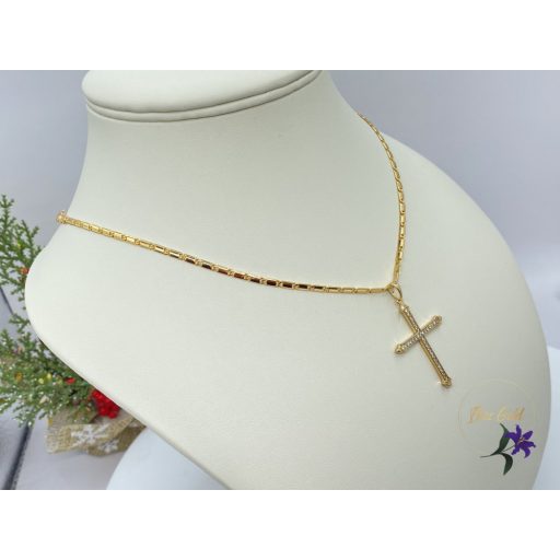 Rozalinda antiallergén cirkónia köves kereszt medálos nyaklánc 18K