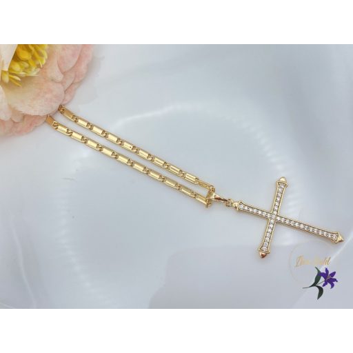 Rozalinda antiallergén cirkónia köves kereszt medálos nyaklánc 18K