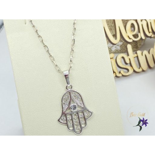 Ervina antiallergén medálos nyaklánc Fatima keze medállal rodium