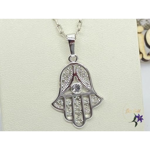 Ervina antiallergén medálos nyaklánc Fatima keze medállal rodium