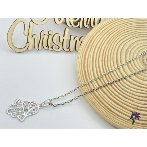 Ervina antiallergén medálos nyaklánc Fatima keze medállal rodium