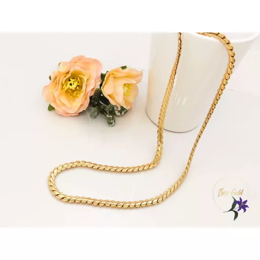 Arlett-50 antiallergén lapos ferdeszemes nyaklánc szélén díszítéssel-18K 