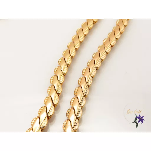 Arlett-50 antiallergén lapos ferdeszemes nyaklánc szélén díszítéssel-18K 