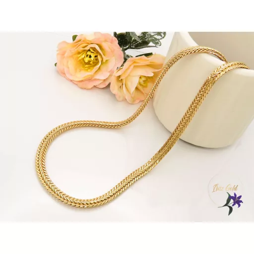 Henriette-60 antiallergén tömör halszálkás szemes  nyaklánc -18K 