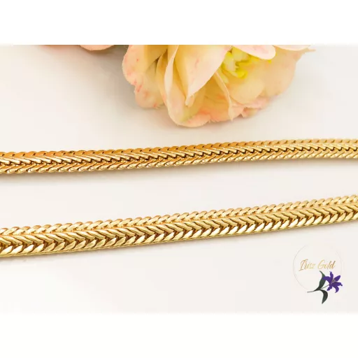 Henriette-60 antiallergén tömör halszálkás szemes  nyaklánc -18K 