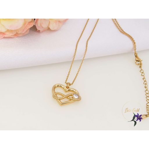 Xuping Teodóra gold filled medálos nyaklánc szív és végtelen  jellel -18K