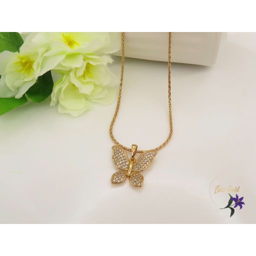 Olivia gold filled medals antiallergén nyaklánc pillangó medállal 18K