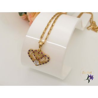   Xuping Blondi antiallergén medálos nyaklánc szív medállal LOVE felirattal, színes kövekkel 18K