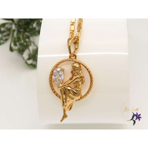 Feodóra antiallergén lánc ülő lány alakos medállal 18K