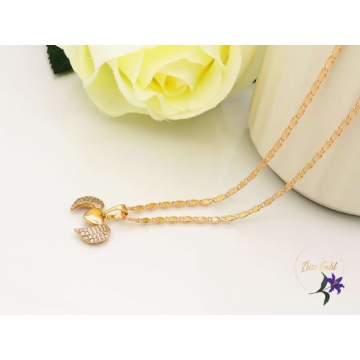 Lenka antiallergén szíves angyalszárny medál metszett nyaklánccal-18K 