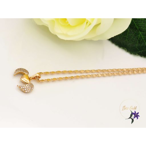 Lenka antiallergén szíves angyalszárny medál metszett nyaklánccal-18K 