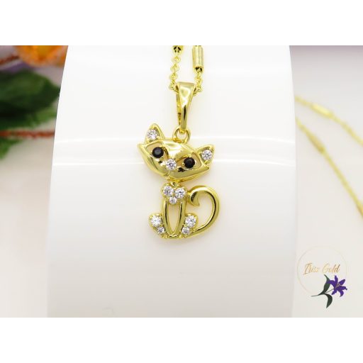 Doren antiallergén cicás medál divatos nyaklánccal-14K 