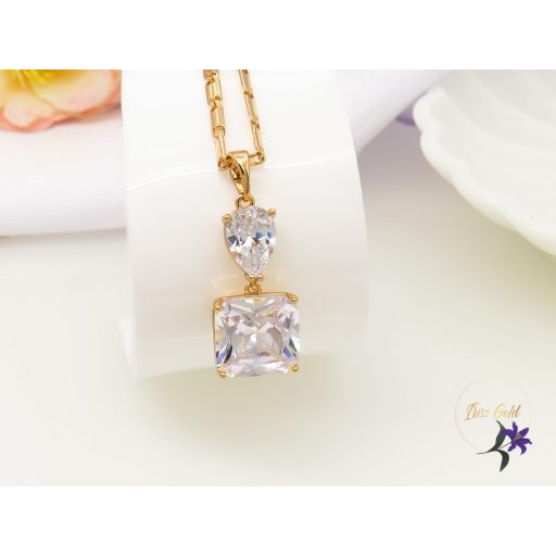 Deniza antiallergén nagyköves medálos nyaklánc fehér-18K