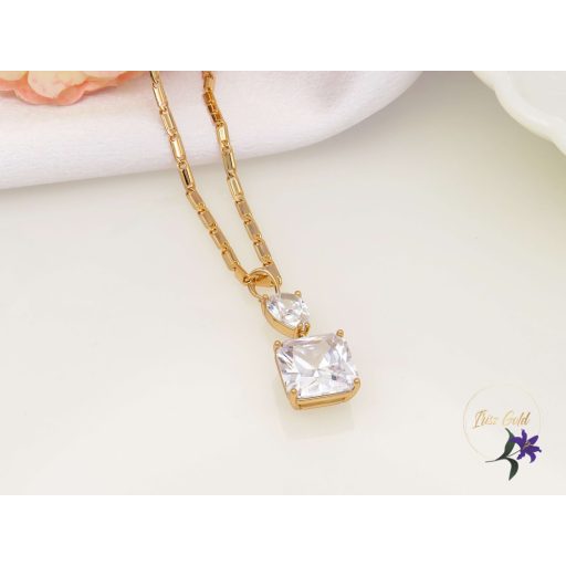 Deniza antiallergén nagyköves medálos nyaklánc fehér-18K